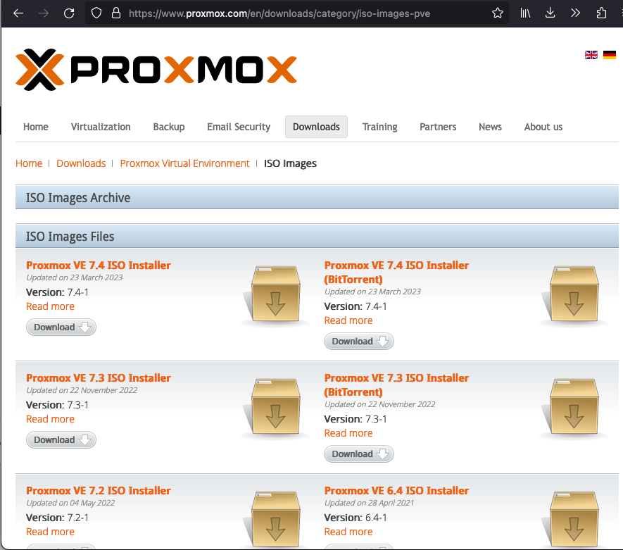 Proxmox Download ISO Installler